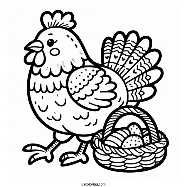Farm Chicken To Color