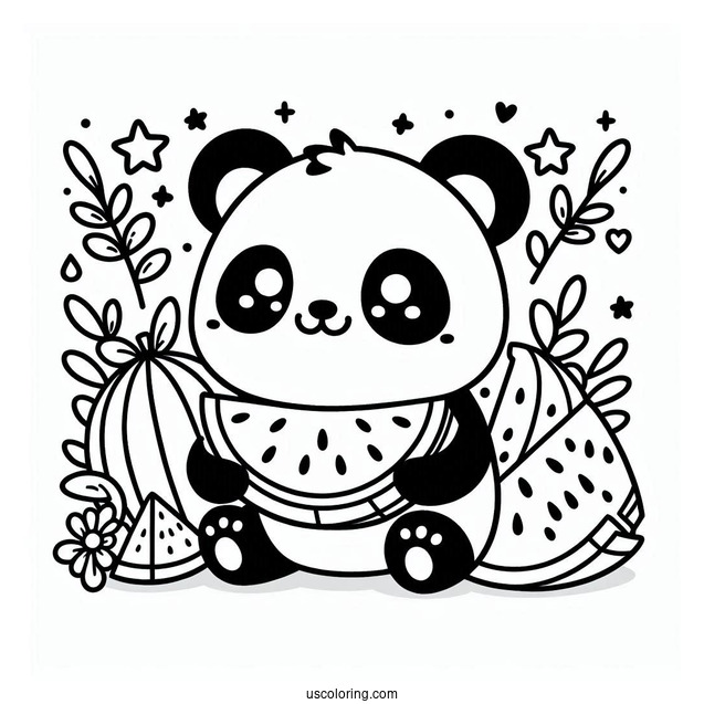 Kawaii Themed Panda With Watermelon