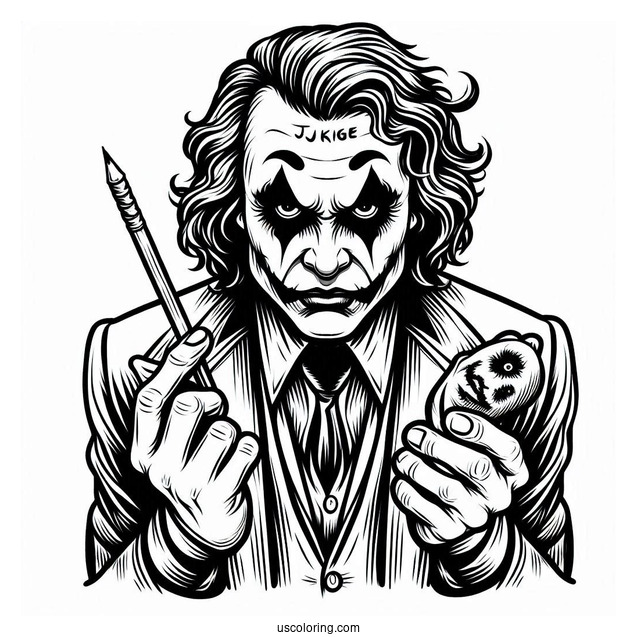 Easy Coloring Sheet Of Scary Joker