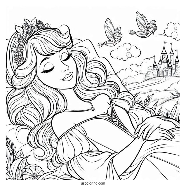 Sleeping Beauty Coloring Page Of Fairy Godmother Merryweather For Kids