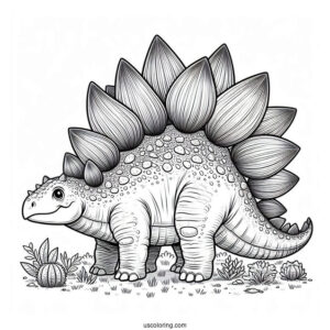 Realistic Stegosaurus Coloring Page