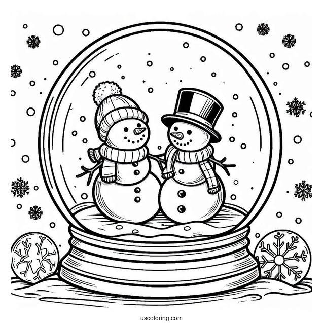 Snow Globe With Snowman Inside To Color