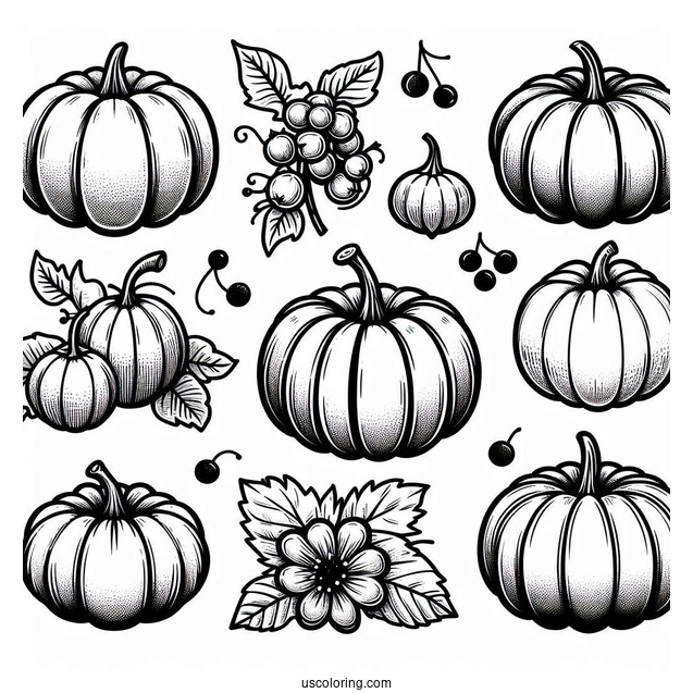 Various Pumpkin Coloring Page To Color
