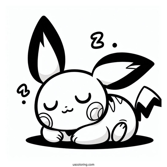Pichu Coloring Page Sweet Sleeping Face Pokemon Card