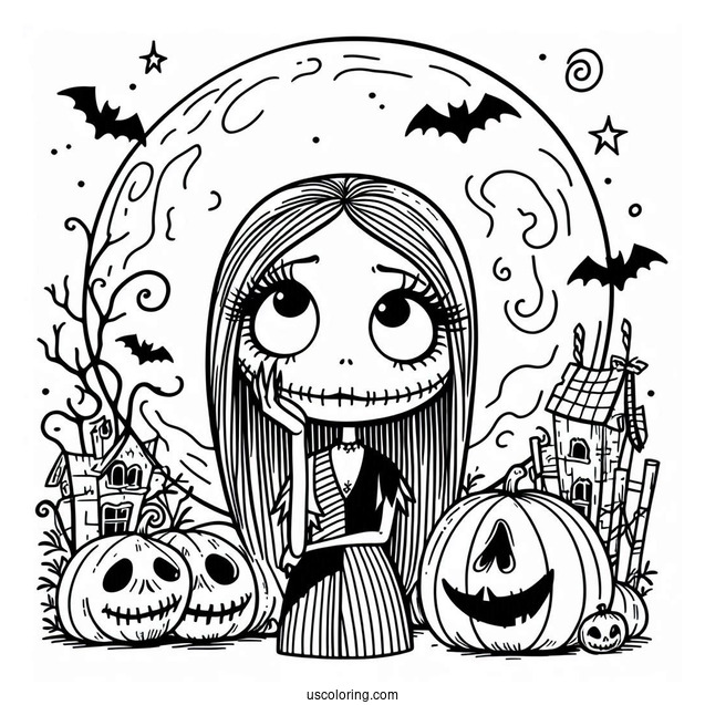 Halloween Coloring Page Of Sally