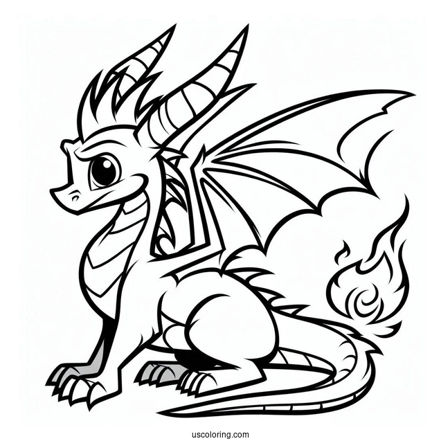 Easy Flame Dragon Outline From Sypro Coloring Page