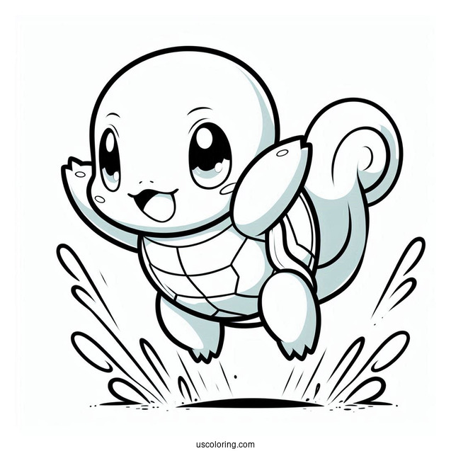 Jumping Squirtle Coloring Page For Preschoolers