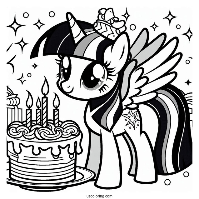 Happy Birthday Twilight Sparkle Coloring Sheet