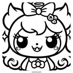 Sanrio Coloring Pages Of Kuromi With Evil Smile