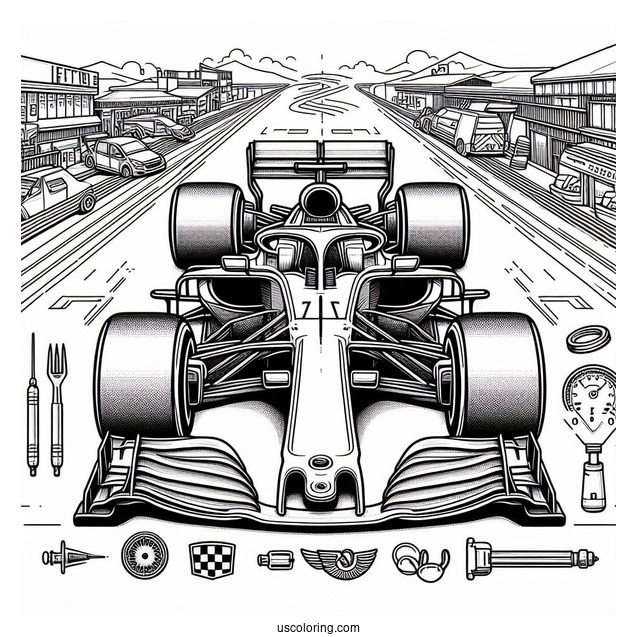Detailed Coloring Page Of Formula 1 Car