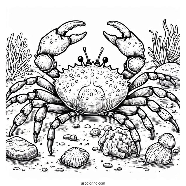 Spider Crab Coloring Page On Rocks