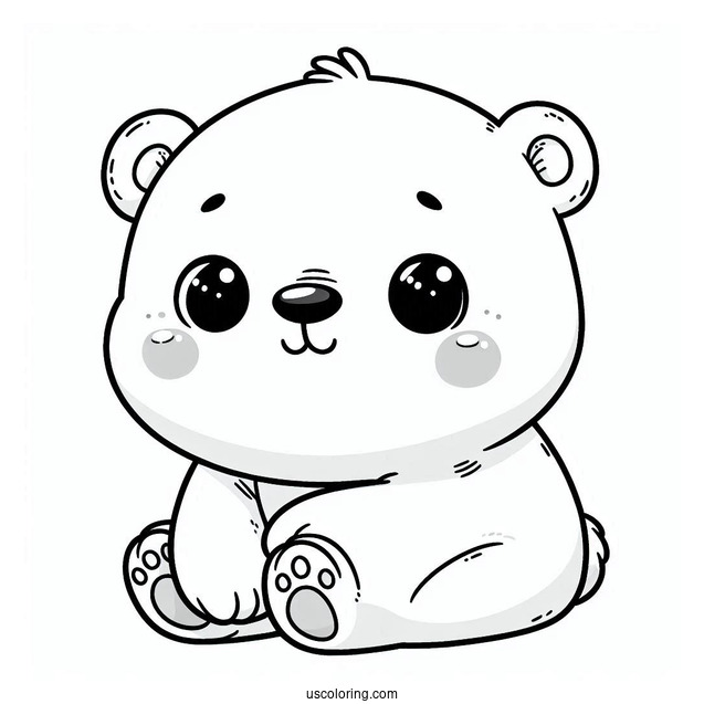 Cute Baby Polar Bear With Paw Up