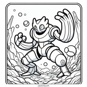 Machamp Seismic Toss Pokemon Card Coloring Page For Kids