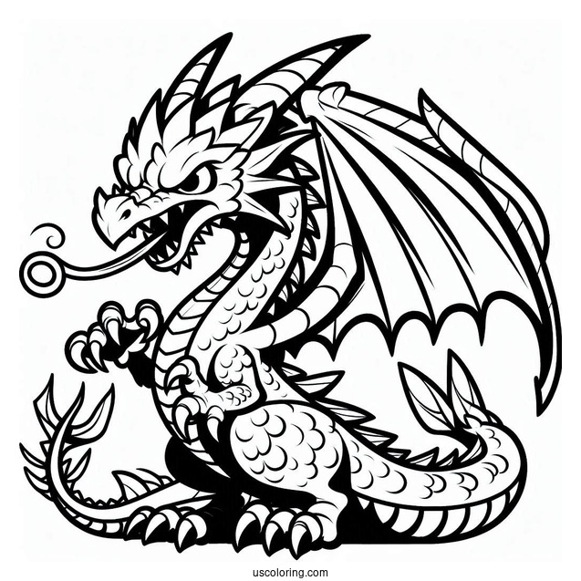 Angry Cartoon Dragon Coloring Page