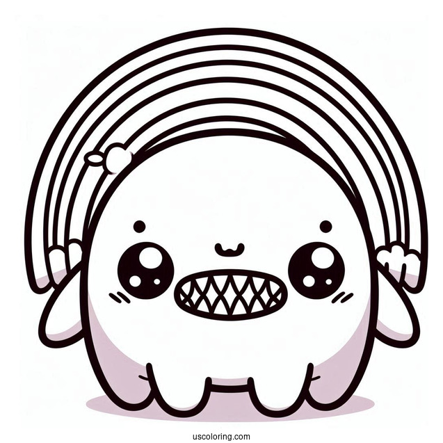 Pink Rainbow Friends Coloring Page With Sharp Teeth