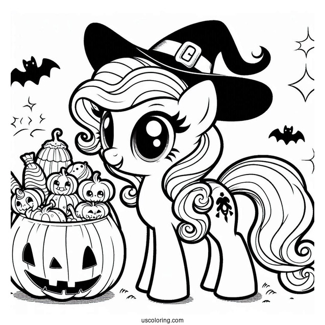Trick-or-Treat My Little Pony Coloring Sheet