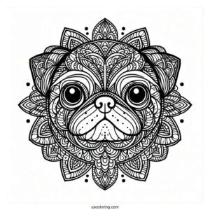 Intricate Mandala Pug Coloring Page Face For Adults
