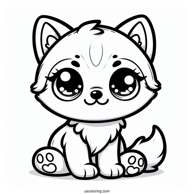 Kawaii Husky Puppy Sitting Down