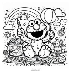 Elmo Playing With Toys With Friend
