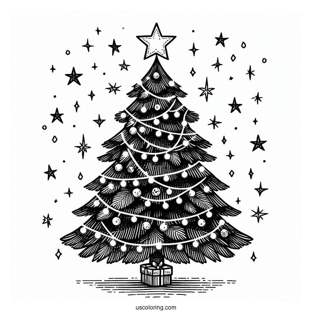 Christmas Tree With Large Star Light