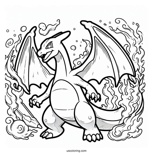 Fire Themed Charizard Pokemon To Color