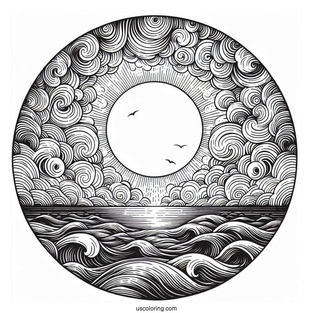 Large Smouldering Sun Over Ocean