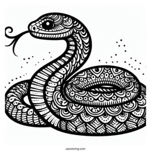 Snake With Detailed Scales To Color