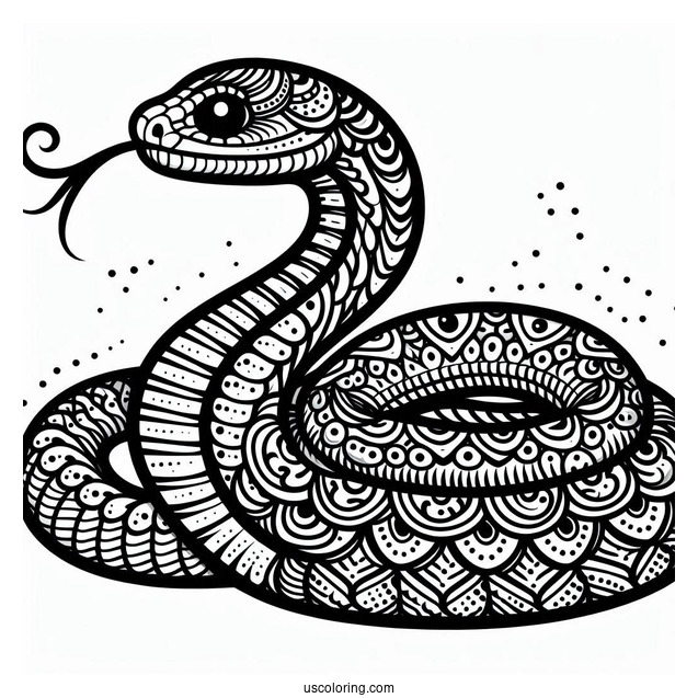 Snake With Detailed Scales To Color