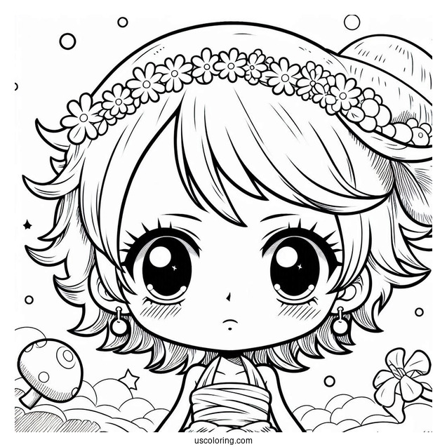 One Piece Coloring Page Of Cute Chibi Nami