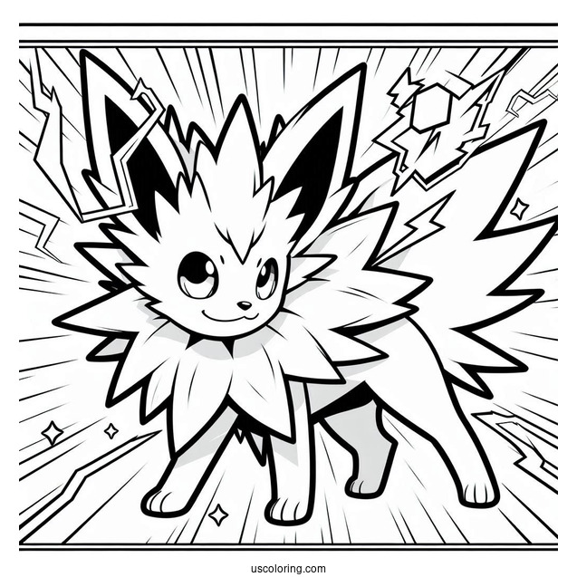 Jolteon Coloring Page Fighting Lightning Pokemon Card