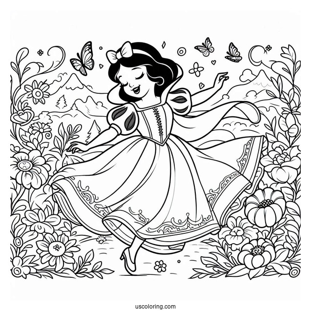 Coloring Page Of Snow White Dancing