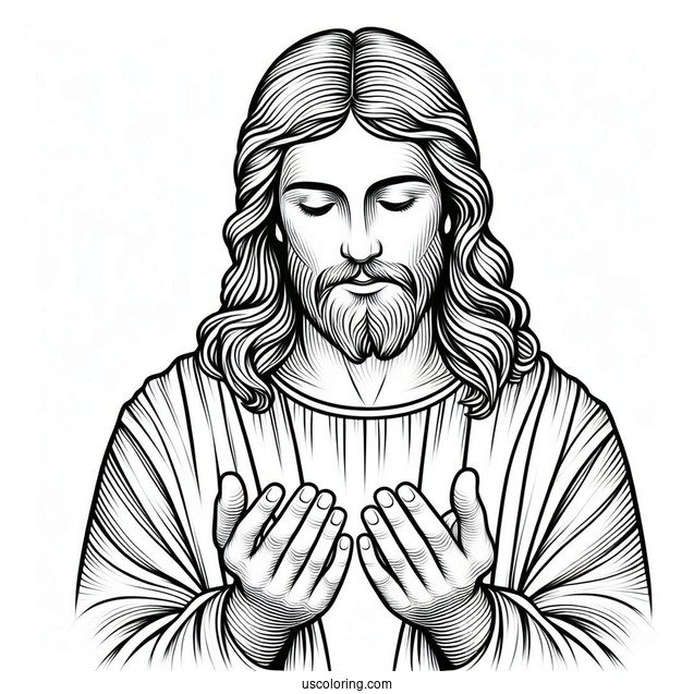 Easy 3D Jesus Coloring Page Text