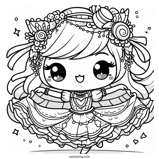 Kawaii Girl Dancing In A Fancy Costume