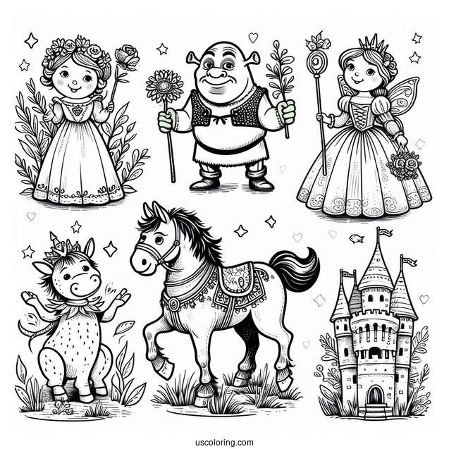 Fairy Tale Creatures From Shrek To Color