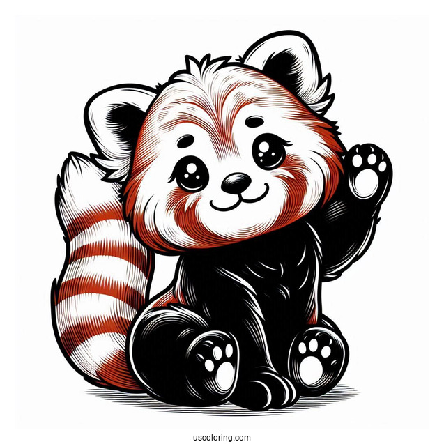 Adorable Red Panda With Hands Raised