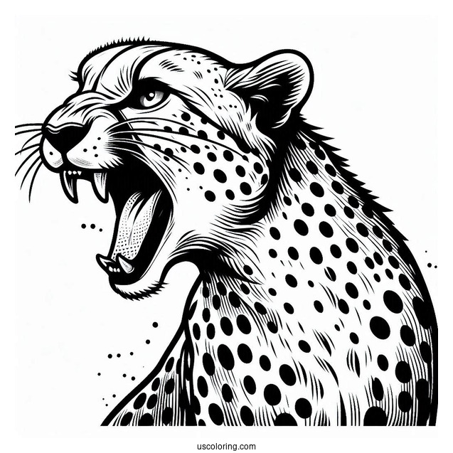 Large Cheetah Coloring Page Hissing