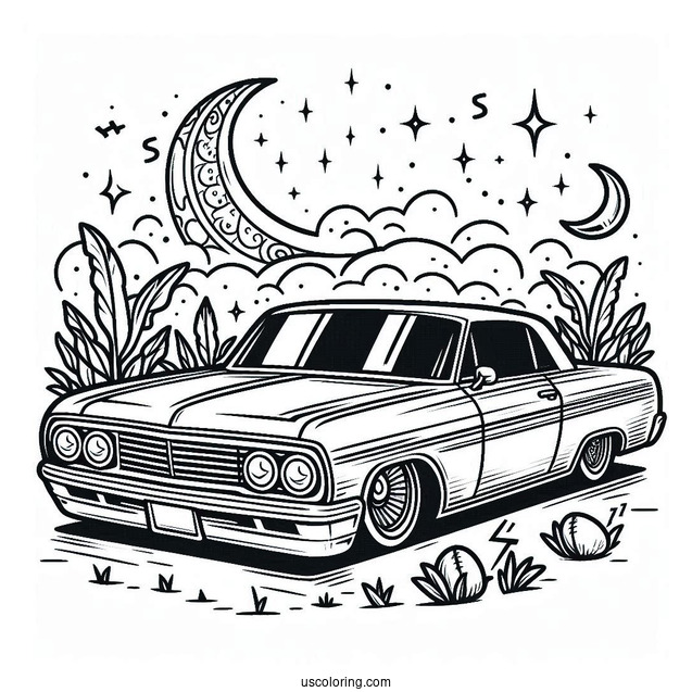 Sleep Lowrider Coloring Page Car Outline For Kids