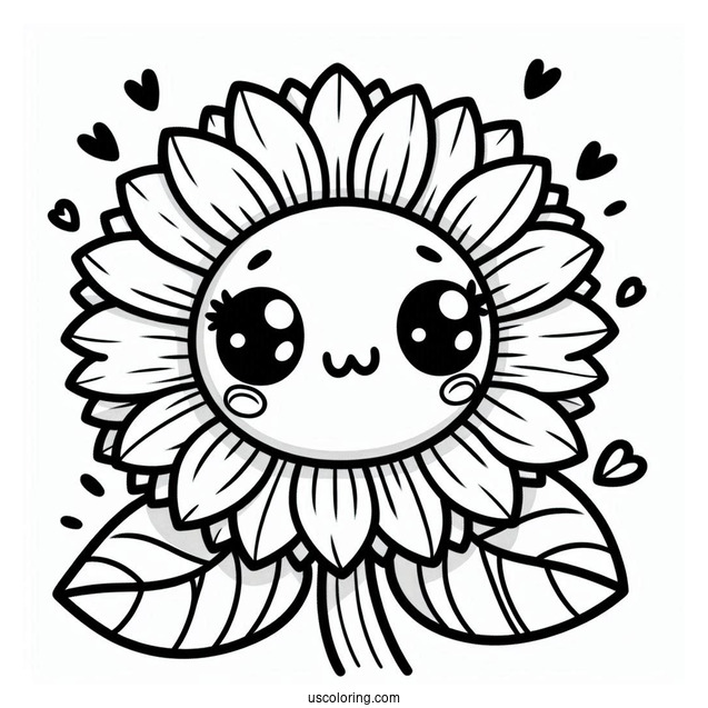 Kawaii Sunflower Coloring Page
