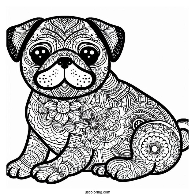 Pug Mandala Coloring Sheet