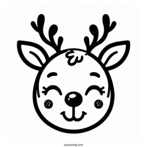 Simple Rudolph Coloring Page Face Template