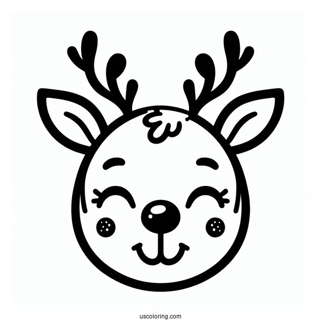 Simple Rudolph Coloring Page Face Template