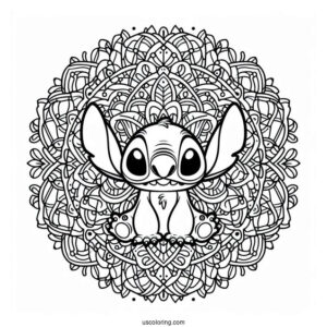 Lilo & Stitch Coloring Page Of Intricate Stitch Mandala
