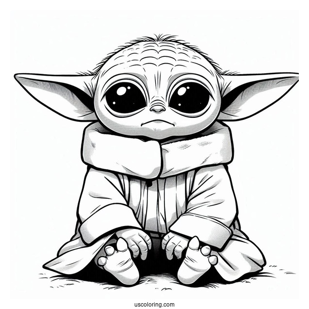 Baby Yoda Coloring In For Preschoolers