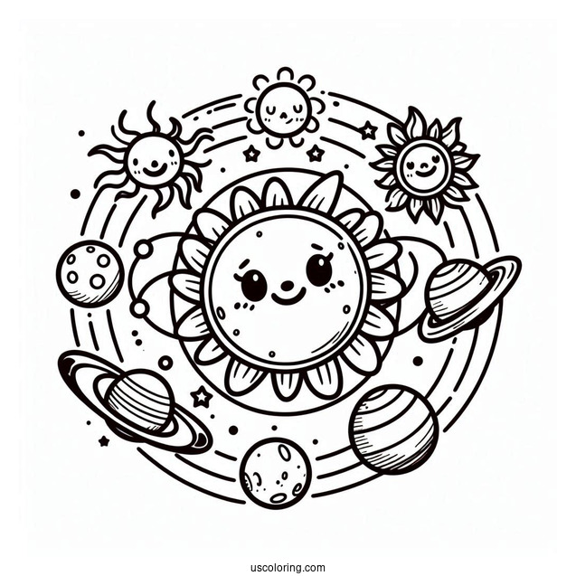 Cartoon Coloring Page Of The Solar System