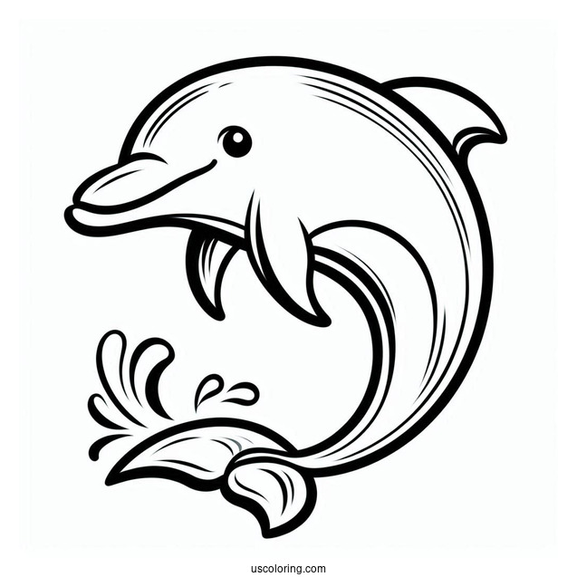 Simple Outline Of Dolphin For Kids