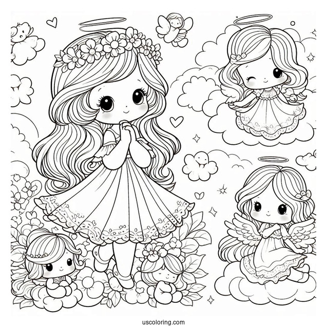 Precious Moments Coloring Page Angels Painting For Kids