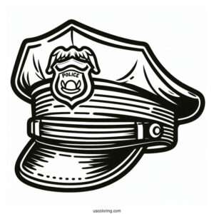 Police Officer Hat Coloring Sheet