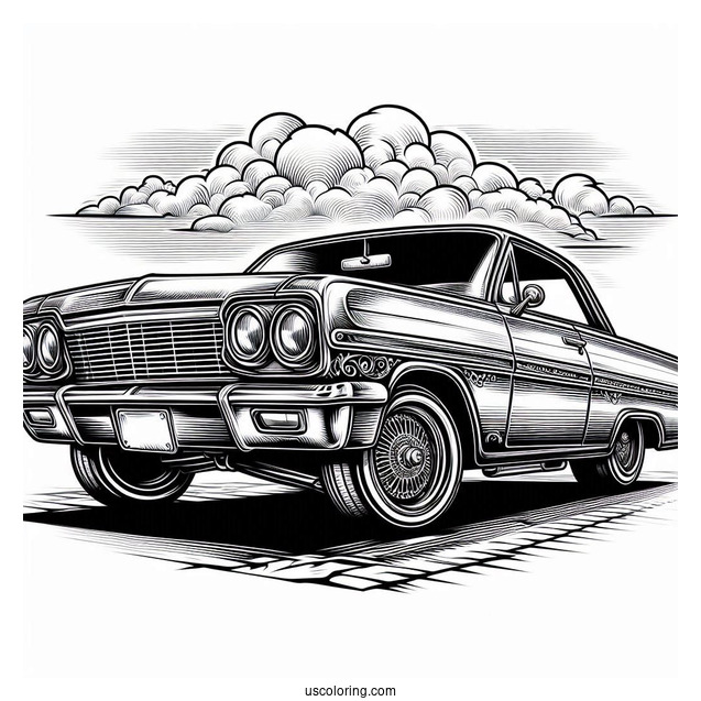 Detailed Lowrider Coloring Page Vintage Car