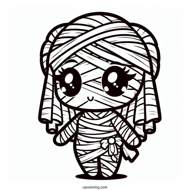 Cute Chibi Mummy Coloring Page For Kids