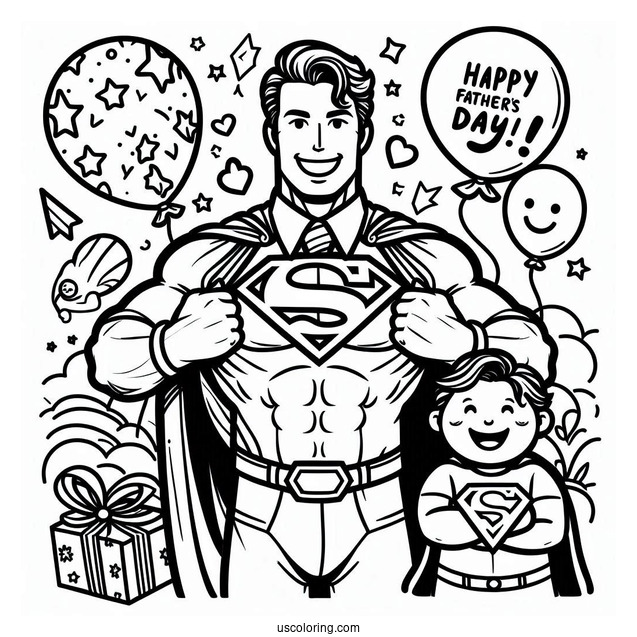 Superman Happy Father's Day Coloring Page Of Greeting